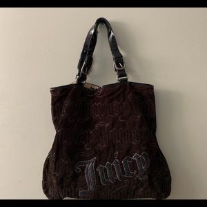 Y2K Black velvet Juicy couture tote bag